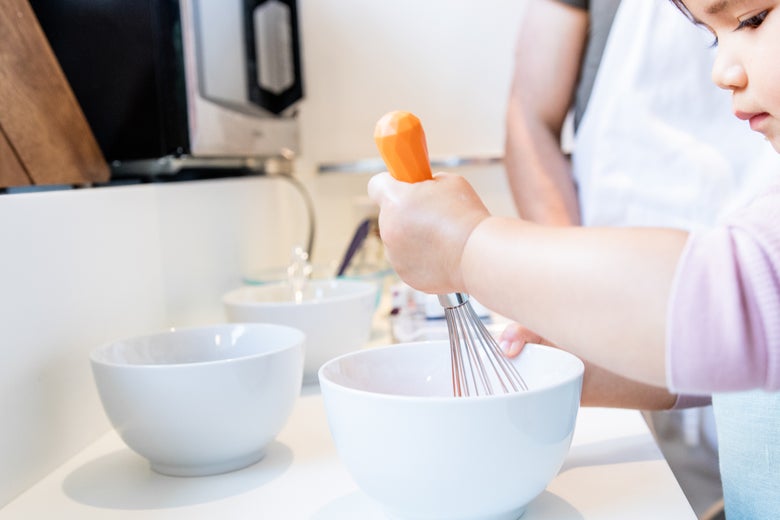 child using GIR Mini Stainless Steel Whisk